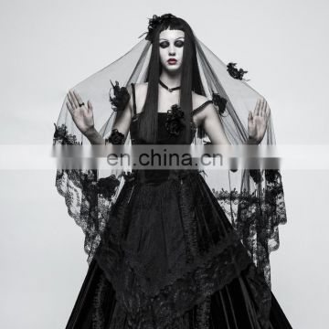 Punk Rave Gothic black gorgeous veil S-224