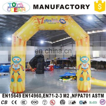 3x3m Yellow inflatable arch with prinitng for advertising