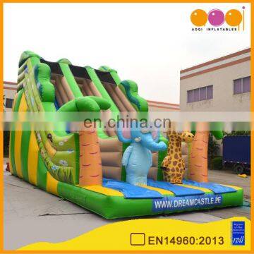 AOQI newest inflatable toy China high quality elephant inflatable slide with double slide lane for sale