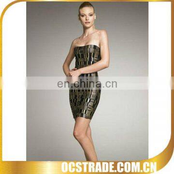 fashion designed ladies strapless unique classy dresses