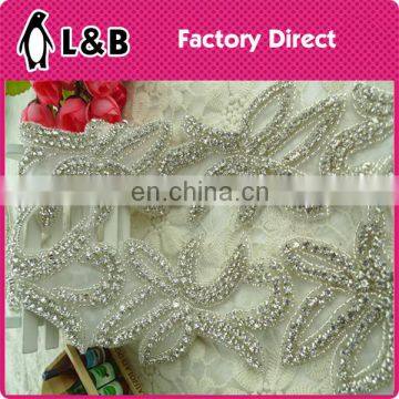 2016 hot sale Hot Fix Rhinestone Trimming/ Rhinestone Applique For Wedding Dress