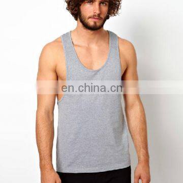 T-MV502 Mans Light Grey Gym Wear Modal Stringer Tank Top photo-2