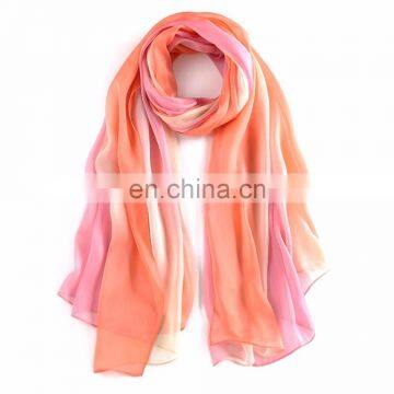 High Quality Gradient Color Colourful Beach 100% Silk Scarf photo-2