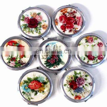 Promotion Gift Cheap Small Fancy Antique Flower Pattern Cosmetic Compact Disney Audited Mirror /Floral Pocket Mirror