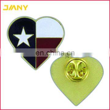 Custom Golden plated Texas Heart Shaped Flag Laple Pin Badges