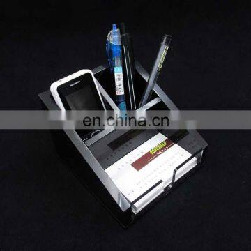 Black Acrylic Box Office Table Stand Pen Container Plexiglass Acrylic Business Card Holder