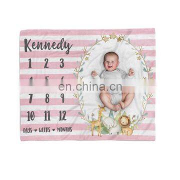 Wholesale Coral Fleece Photo Prop Baby Monthly Growth Milestone Blankets photo-7