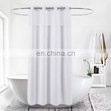 Factory Direct Custom Hookless Polyester White Shower Curtain for Hotel Shower Curtain Liner