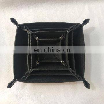 Custom fashional leather and felt tray with snap-fastener for sundries