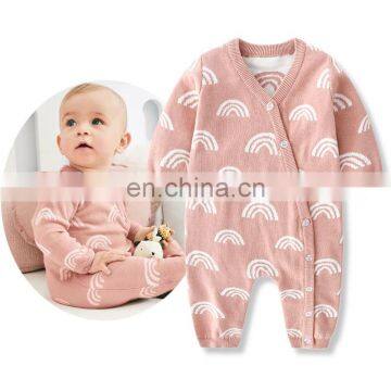 RTS Baby Toddler Newborn Rainbow Romper Winter Jumpsuits Sweater Romper photo-3