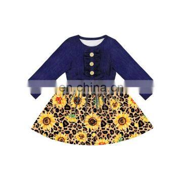 Kids Sunflower Cheetah Blank T-shirt Dress Girls Fashion Dress