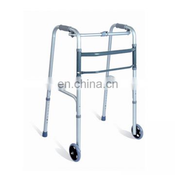 New Design MY-R185A aluminum one button folding walker Walking Aid with 5" wheels for disabled or elderly