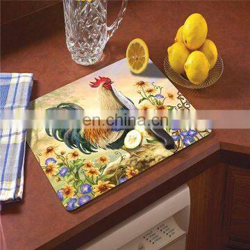 Round Clear Tempered Glass Cutting Board Set, 4 Pcs, 11.75-inch Tableware Kitchen Decorative Trays with Non-slip Legs