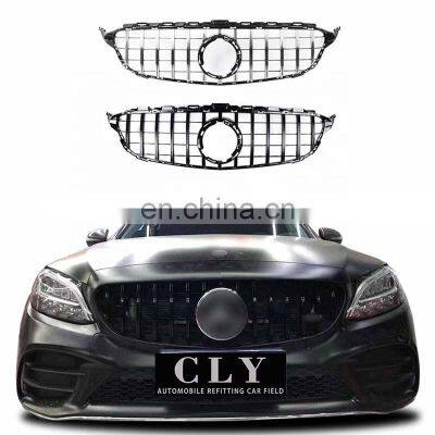 Genuine Front Car Grille For Benz W205 C CLASS change to C63 AMG GTR Style Silver Grill