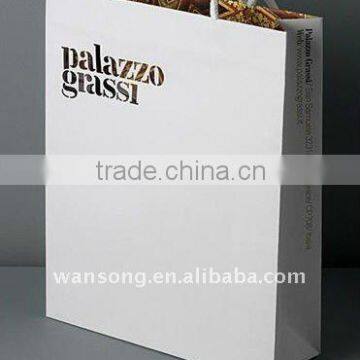 eco-friendly hot sale custom white kraft paper bag, cheap paper shopping bags