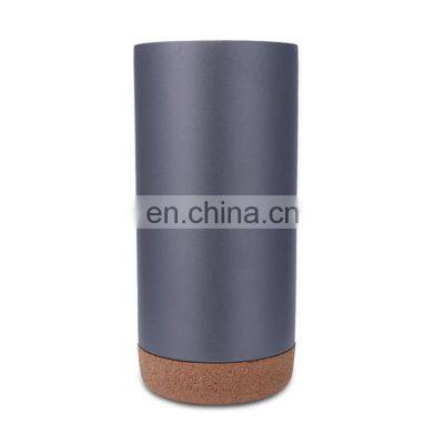 Slender stainless steel coffee tumbler vacuum Insulated tea mug with Oak bottom