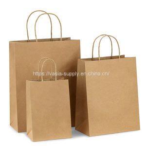 Wholesale paper bags with handle brown custom printed twisted handle china carrier packaging bags