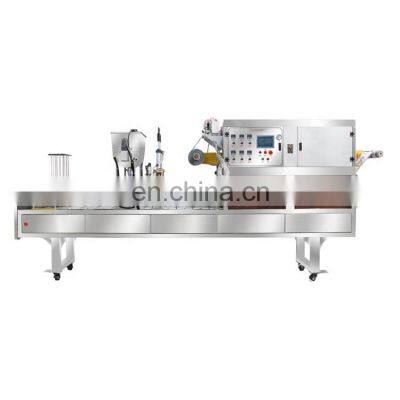Watsap+8615140601620 High Productivity Auto Yogurt Plastic Cup Filling And Sealing Machine