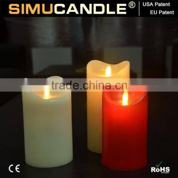 flickering wick LED candle light with remote control switch, USA patent approved below birthday