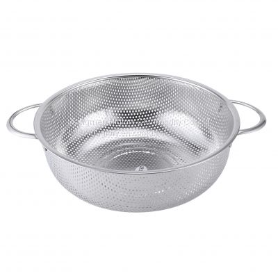 Kitchen Stainless Steel Fruits and Vegetables Washing Strainer Draining Colander Basket Durable Hander & Base Mesh Colanders