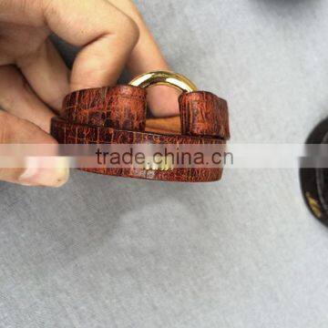 Personality High Feshion Genuine Leather Crocodile Parttern Crack Vintage Retro Style Hand Make Bracelet for Mens photo-2