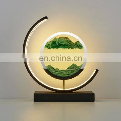 3D Colorful Moving Sand Art Desk Lamp Sandscape Dynamic Display Quicksand Painting Home Decor Table Light