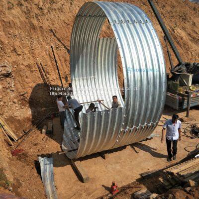 Metal Culvert Pipe Two Plates Assembled Large Diameter Corrugated Pipe Supplier photo-4