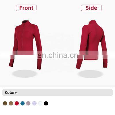 Christmas Women Thumb Holes Yoga Jackets Wholesale Gym Long Sleeve Slim Sport Wears photo-4