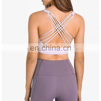 New Wholesale Cross Strap Yoga Sports Bra Women Workout Tops Padded Plus Size Gym Fitness High Impack Bra Outfits