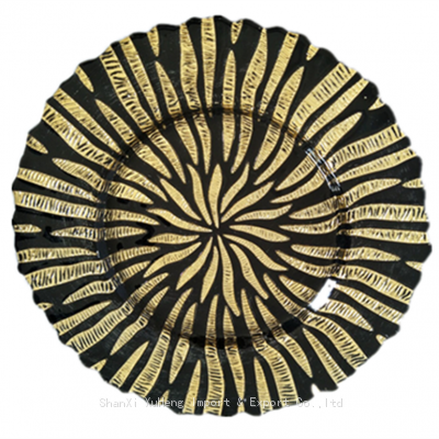 Luxury Events Blue And Gold Colored Charger Glass Under Plate For Wedding Table photo-2