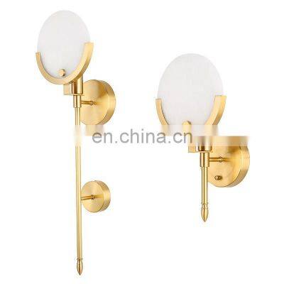 Modern Luxury Wall Lamp For Indoor Bedroom Hotel Room Brass Alabaster Sconce Wall Light