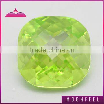 hot sale apple green square cut CZ diamond bead