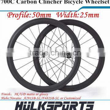 Road bicycle wheel 700c 50mm profile 25mm width carbon road bike clincher wheel carbon clincher wheel wheelset                        
                                                Quality Choice