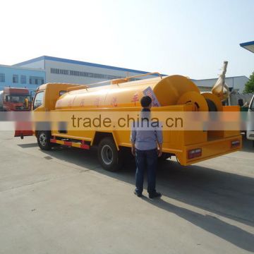 Dongfeng 5m3 high pressure vacuum suction truck with snow sweeping equipment