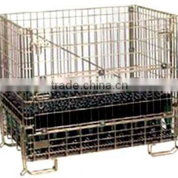 Foldable and stackable metal steel storage galvanized wire box