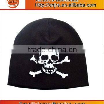 jacquard winter skull black beanie