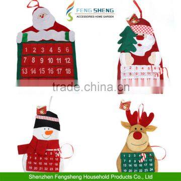 Santa Claus Christmas Snowman ELK Advent Calendar Countdown Decor Fabric Pockets