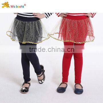 2015 New Design Glod Gauze Kids Girl Pantskirt Pure Cotton Casual Pants For Girls