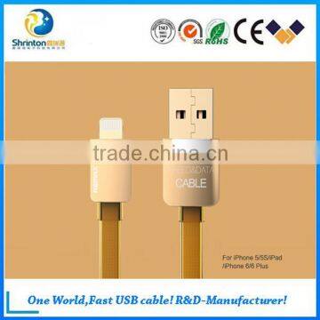 Fashionable REMAX Golden TPE Material 2.1A USB Data Cable and Fast Charging Cable for IPhone 5/6 photo-4