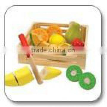 Wooden fruits cutting toy with wooden toy storage boxes