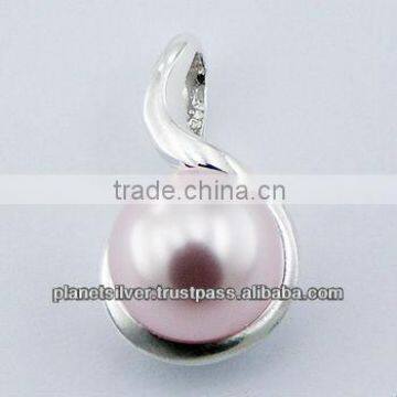 Small Austrian Crystal Pearl 925 Sterling Silver Pendant