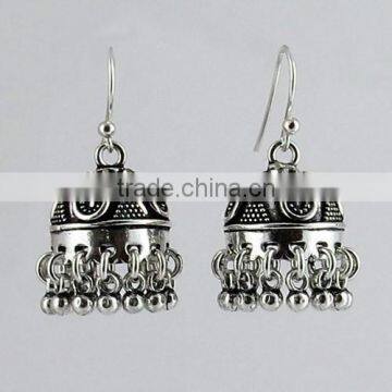 Make A Wish ! Rava Work Oxidized Jhumka 925 Sterling, Online Silver Jewellery, Fine Silver Jewellery