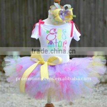 Rainbow kids outfit fancy costume children pettiskirt sets whosale toddle tutu suits Easter clothing tutus