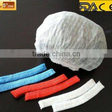 White Disposable Nonwoven Double Elastic Clip Cap