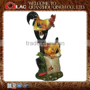 garden decorative rooster and hen couple resin statue