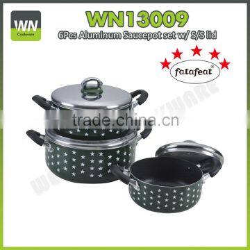 Best selling well aluminium hot pot casserole nonstick casserole set with silk screen painting