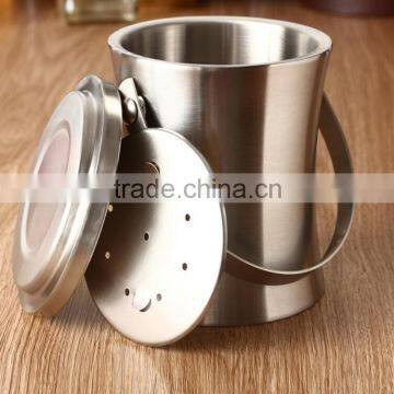 double wall handle champagne bucket cooler beer ice bucket with leak mesh and tong