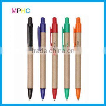 Promotional Click Mechanism Plastic Paper Body Ball Point Pens