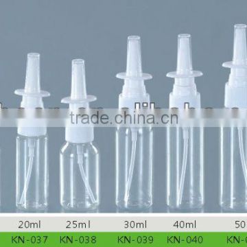 Plastic PET/HDPE/PE nasal spray bottle with nasal spray pump 18mm 20mm 22mm 10-60ml