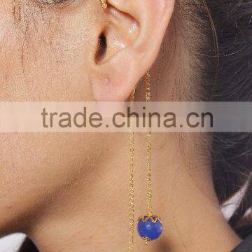 Indian Ethnic Blue Drop Ear Cuff Earings